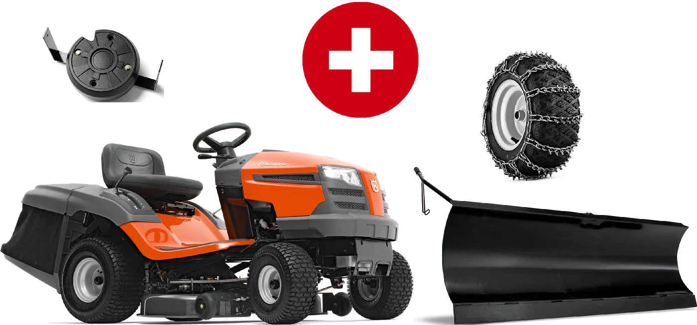 1-27-1.webp Husqvarna Rasentraktor TC 138L Winterpaket mit Schneeschild, Gummileiste, Gewicht und Schneeketten – Modell 2023 - Bild 1