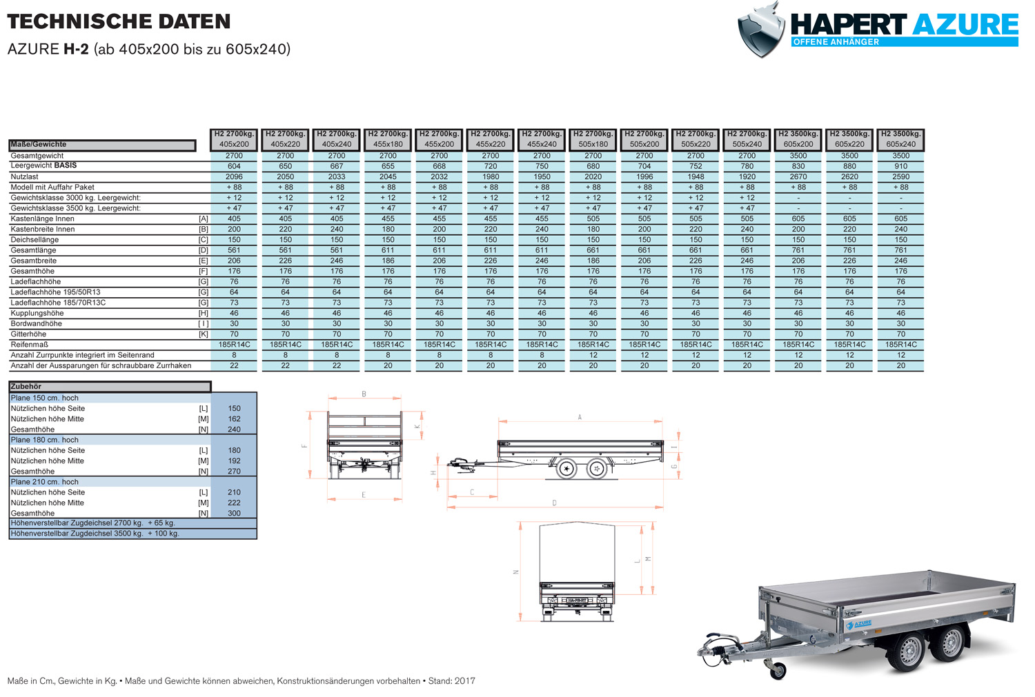 Hapert Azure H-2 – 3500 – 4050 x 1800 Parabelfederung inkl. Stoßdämpfer - Bild 10